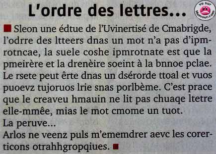 l'orde des lettres